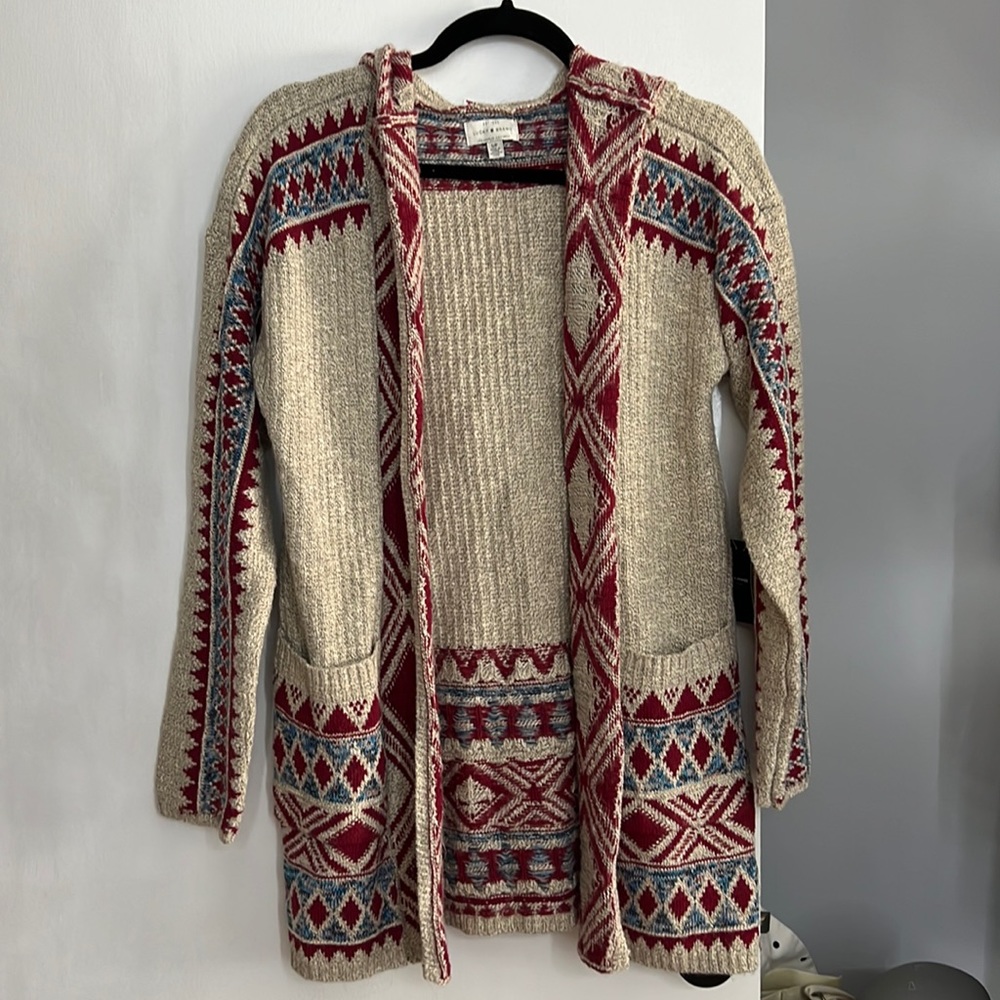 Lucky Brand boho geometric open front cardigan